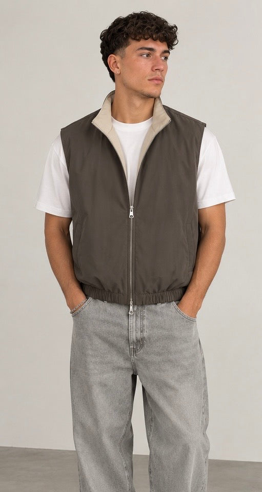 BROWN / BEIGE DUBBELZIJDIGE BODYWARMER