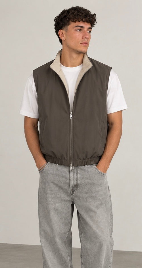 BROWN / BEIGE DUBBELZIJDIGE BODYWARMER